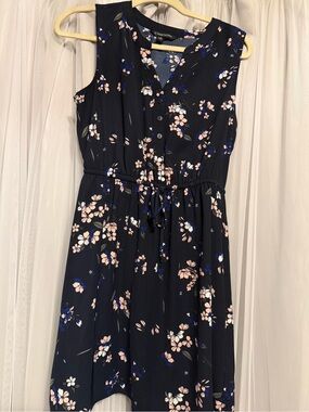 41 Hawthorn Navy Floral Drawstring Mini Dress